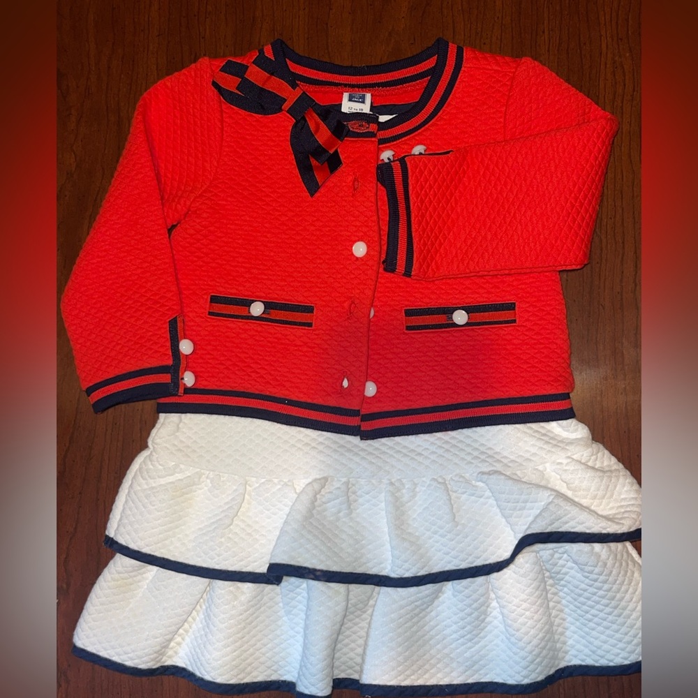Red and White Quilted Baby Dress with Bow